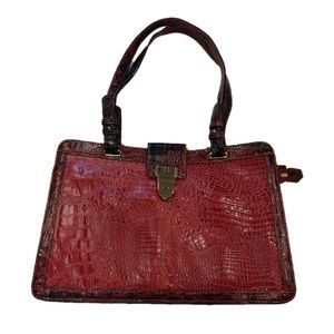 M.C. Vegan Leather Faux Crocodile Red Tote Oversized Laptop Office Caree…